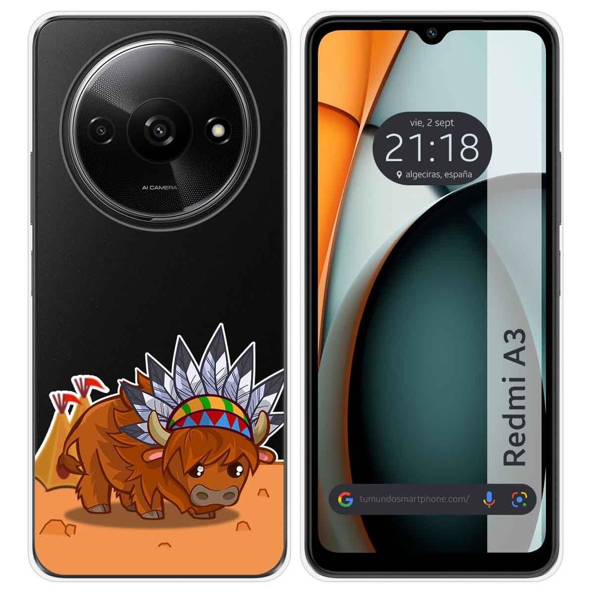 Funda Silicona Transparente para Xiaomi Redmi A3 diseño Bufalo Dibujos
