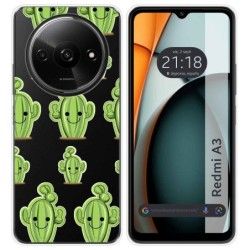 Funda Silicona Transparente para Xiaomi Redmi A3 diseño Cactus Dibujos
