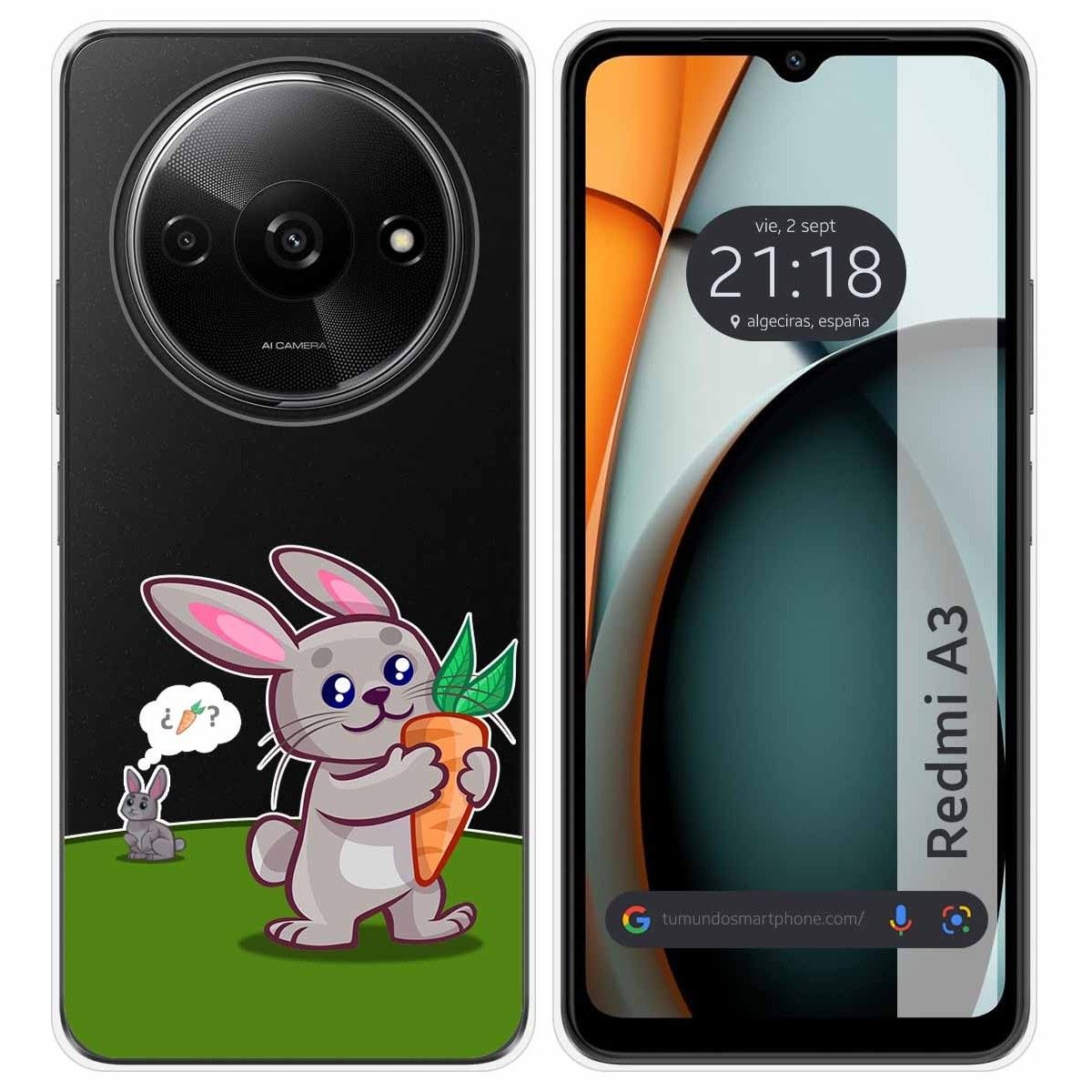 Funda Silicona Transparente para Xiaomi Redmi A3 diseño Conejo Dibujos
