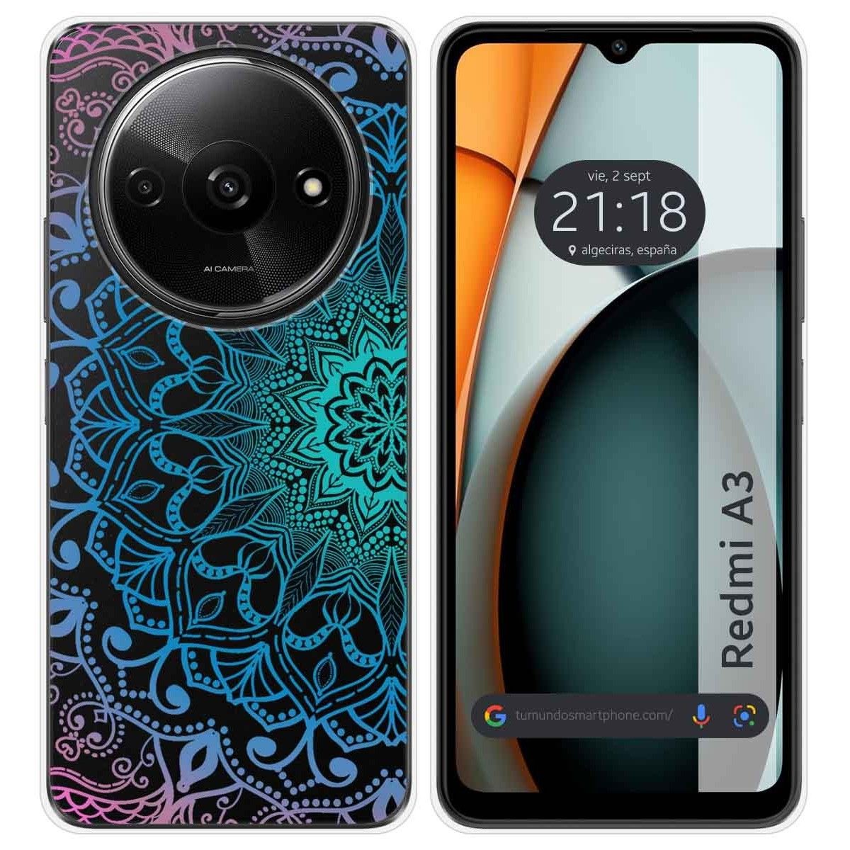 Funda Silicona Transparente para Xiaomi Redmi A3 diseño Mandala Dibujos