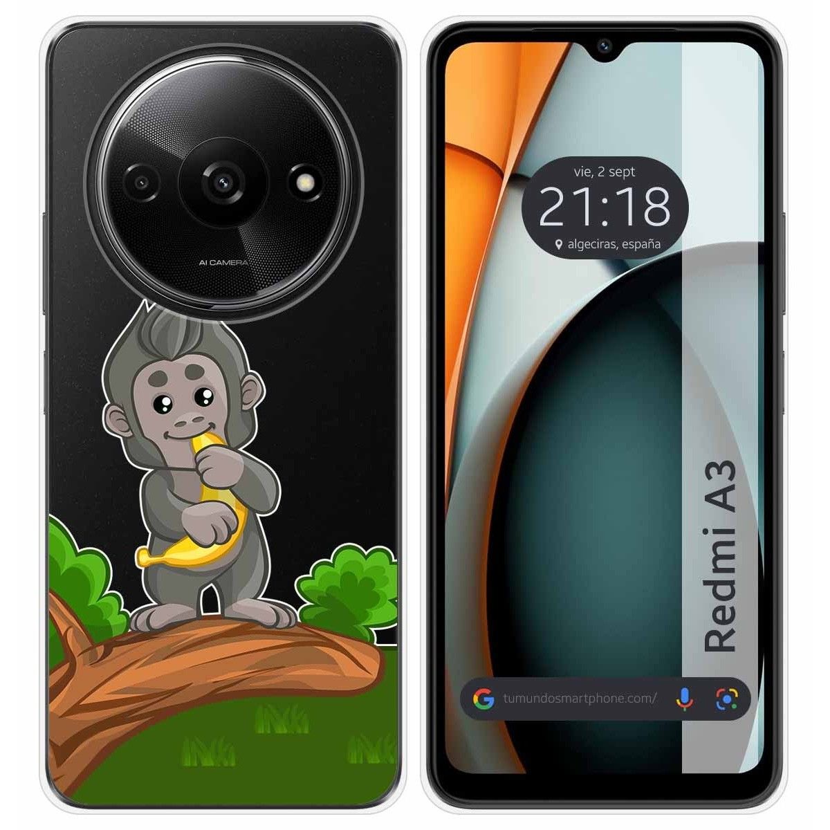 Funda Silicona Transparente para Xiaomi Redmi A3 diseño Mono Dibujos