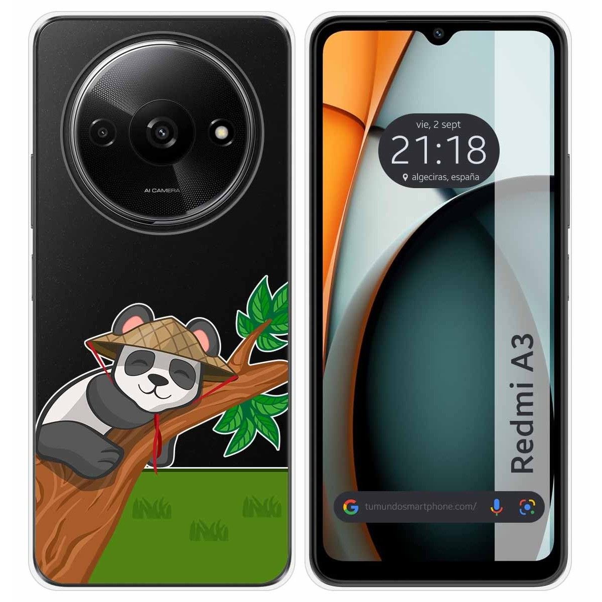 Funda Silicona Transparente para Xiaomi Redmi A3 diseño Panda Dibujos