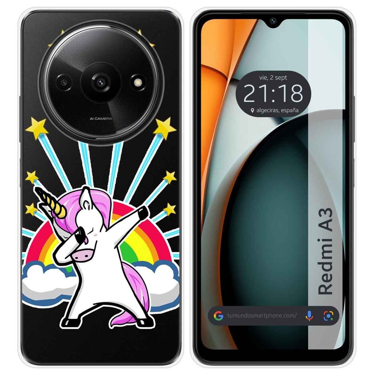 Funda Silicona Transparente para Xiaomi Redmi A3 diseño Unicornio Dibujos