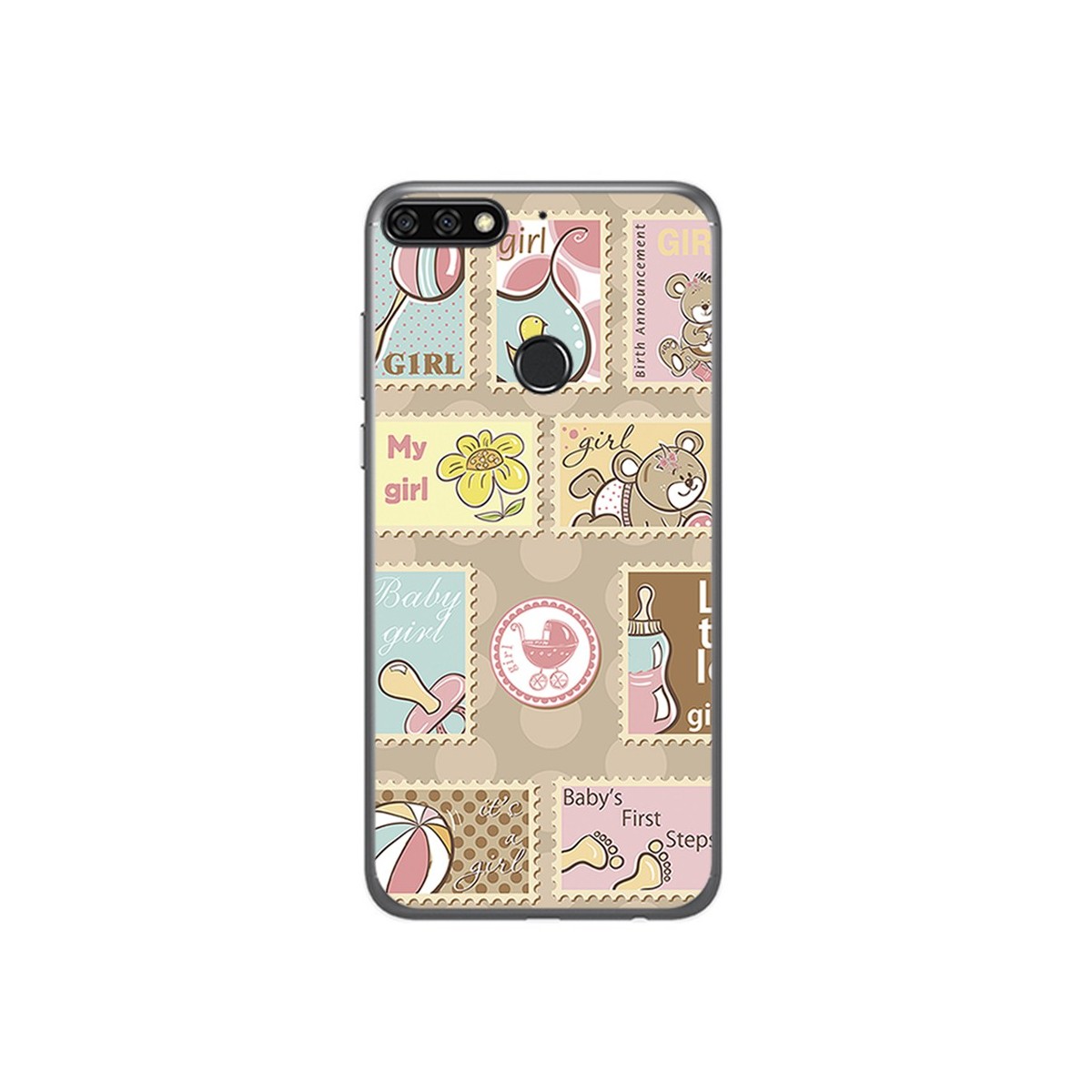 Funda Gel Tpu para Huawei Honor 7C / Y7 2018 Diseño Sellos Dibujos