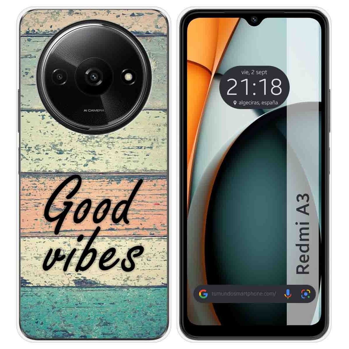 Funda Silicona para Xiaomi Redmi A3 diseño Madera 01 Dibujos