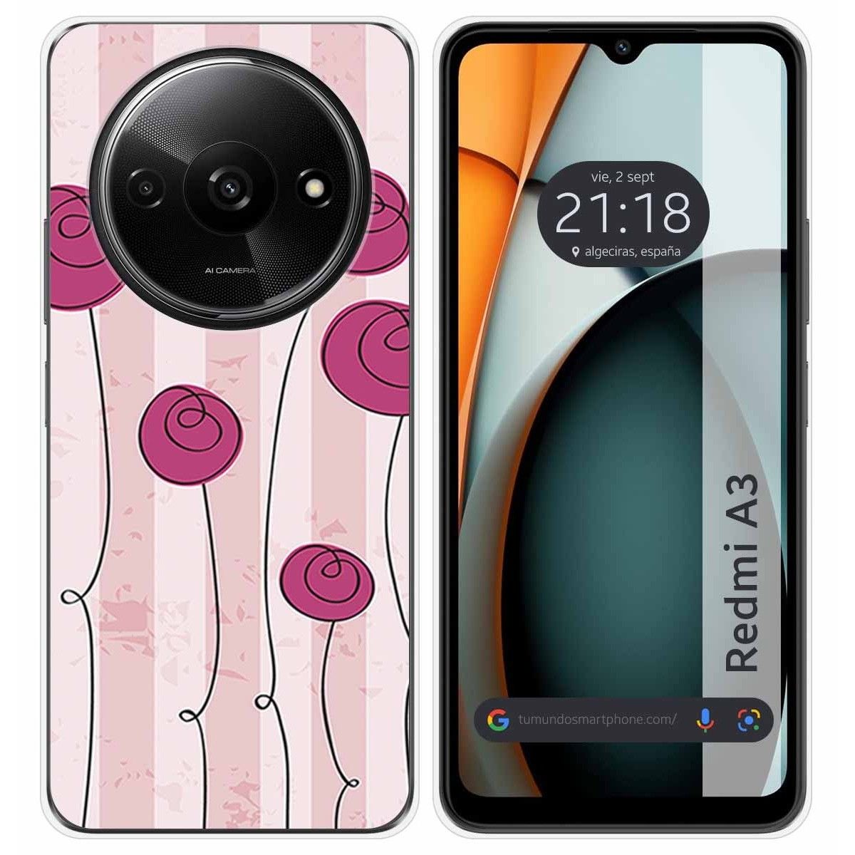 Funda Silicona para Xiaomi Redmi A3 diseño Flores Vintage Dibujos