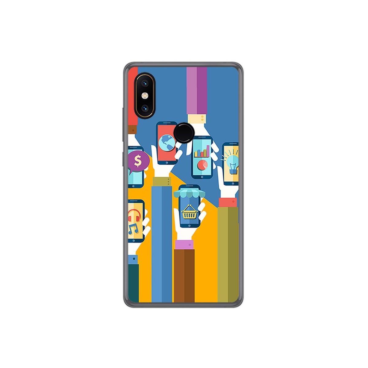 Funda Gel Tpu para Xiaomi Mi Mix 2S Diseño Apps Dibujos