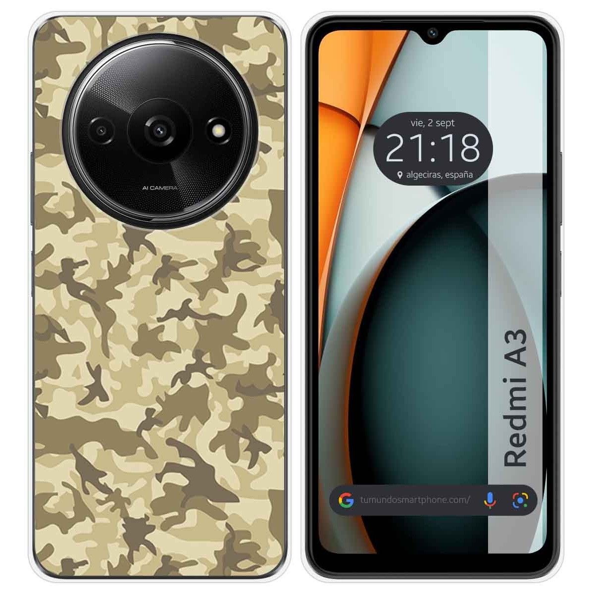 Funda Silicona para Xiaomi Redmi A3 diseño Sand Camuflaje Dibujos