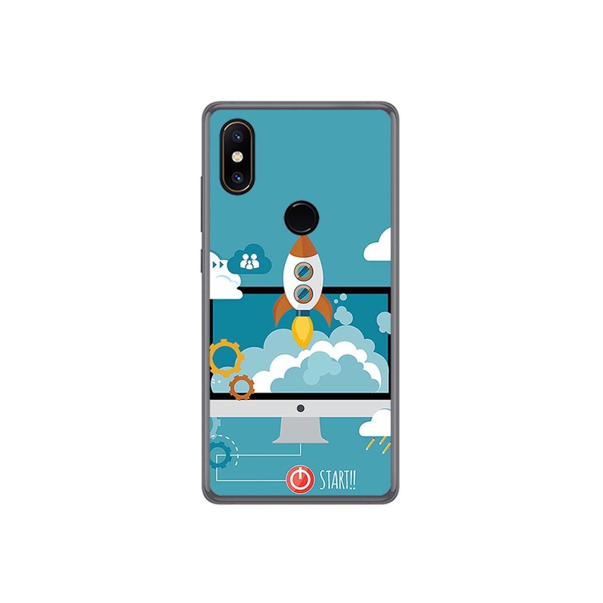 Funda Gel Tpu para Xiaomi Mi Mix 2S Diseño Cohete Dibujos