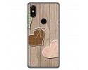 Funda Gel Tpu para Xiaomi Mi Mix 2S Diseño Corazones Madera Dibujos