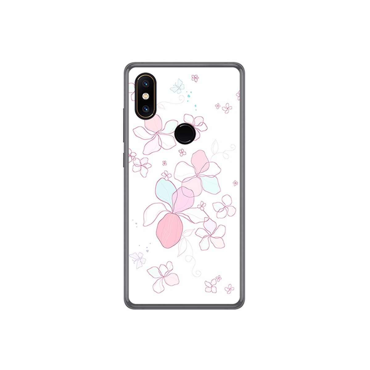 Funda Gel Tpu para Xiaomi Mi Mix 2S Diseño Flores Minimal Dibujos