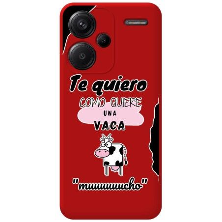 Funda Silicona Líquida Roja para Xiaomi Redmi Note 13 Pro+ Plus 5G diseño Vaca Dibujos