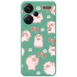 Funda Silicona Líquida Verde para Xiaomi Redmi Note 13 Pro+ Plus 5G diseño Cerdos Dibujos