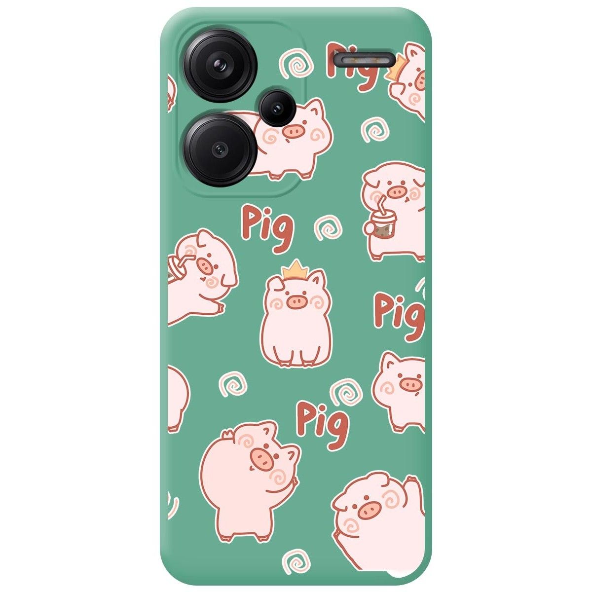 Funda Silicona Líquida Verde para Xiaomi Redmi Note 13 Pro+ Plus 5G diseño Cerdos Dibujos