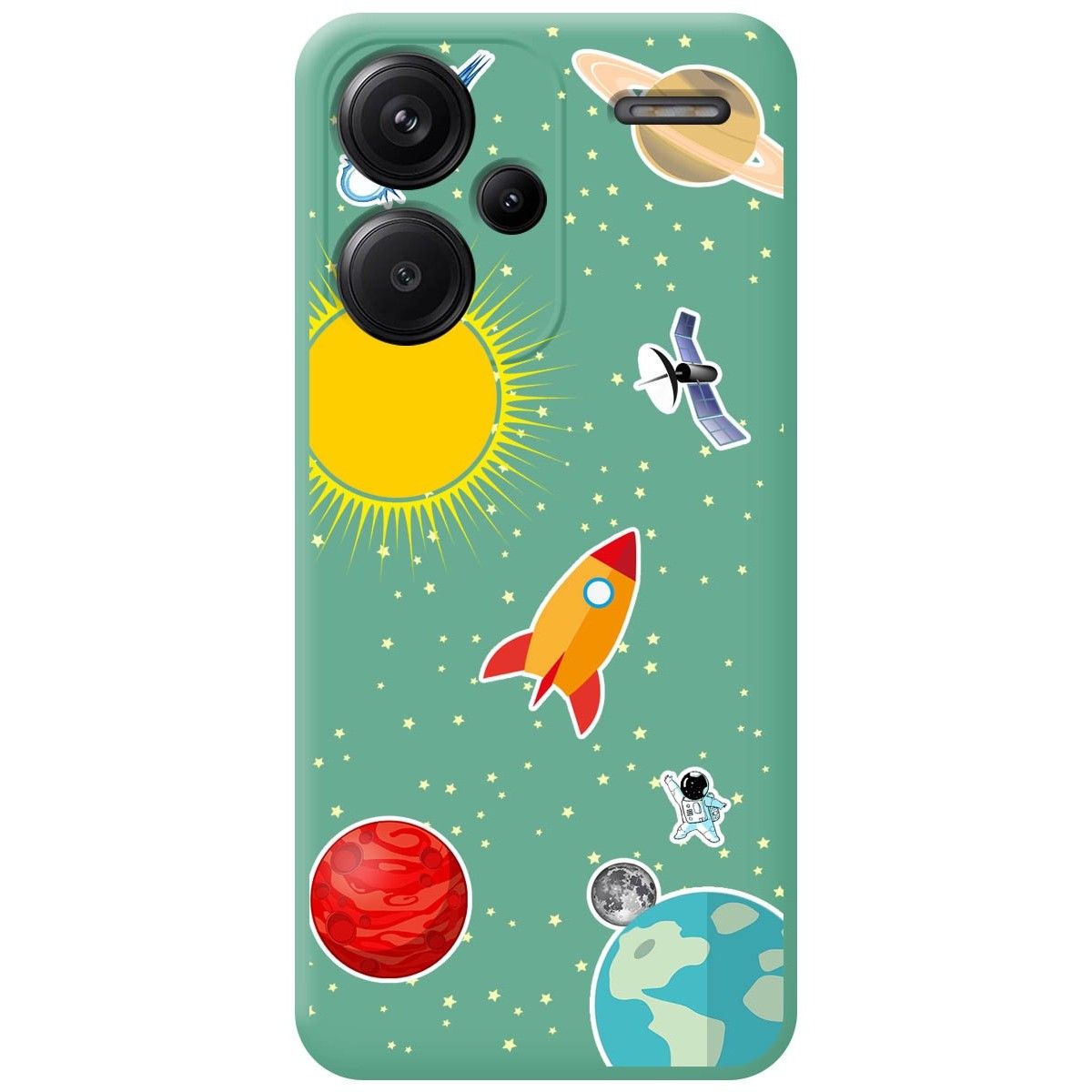 Funda Silicona Líquida Verde para Xiaomi Redmi Note 13 Pro+ Plus 5G diseño Espacio Dibujos