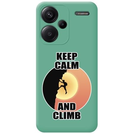 Funda Silicona Líquida Verde para Xiaomi Redmi Note 13 Pro+ Plus 5G diseño Hombre Escalada Dibujos