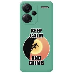 Funda Silicona Líquida Verde para Xiaomi Redmi Note 13 Pro+ Plus 5G diseño Mujer Escalada Dibujos