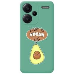 Funda Silicona Líquida Verde para Xiaomi Redmi Note 13 Pro+ Plus 5G diseño Vegan Life Dibujos