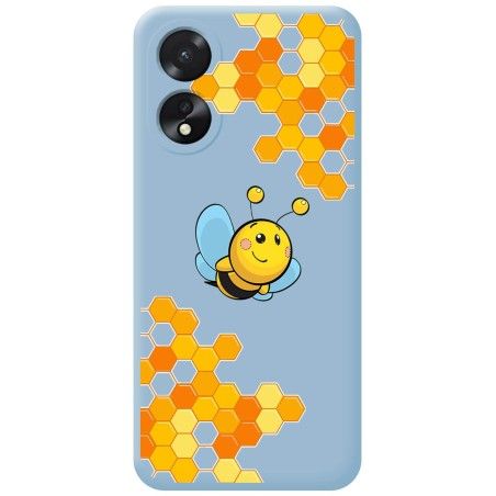 Funda Silicona Líquida Azul para Oppo A18 diseño Abeja Dibujos