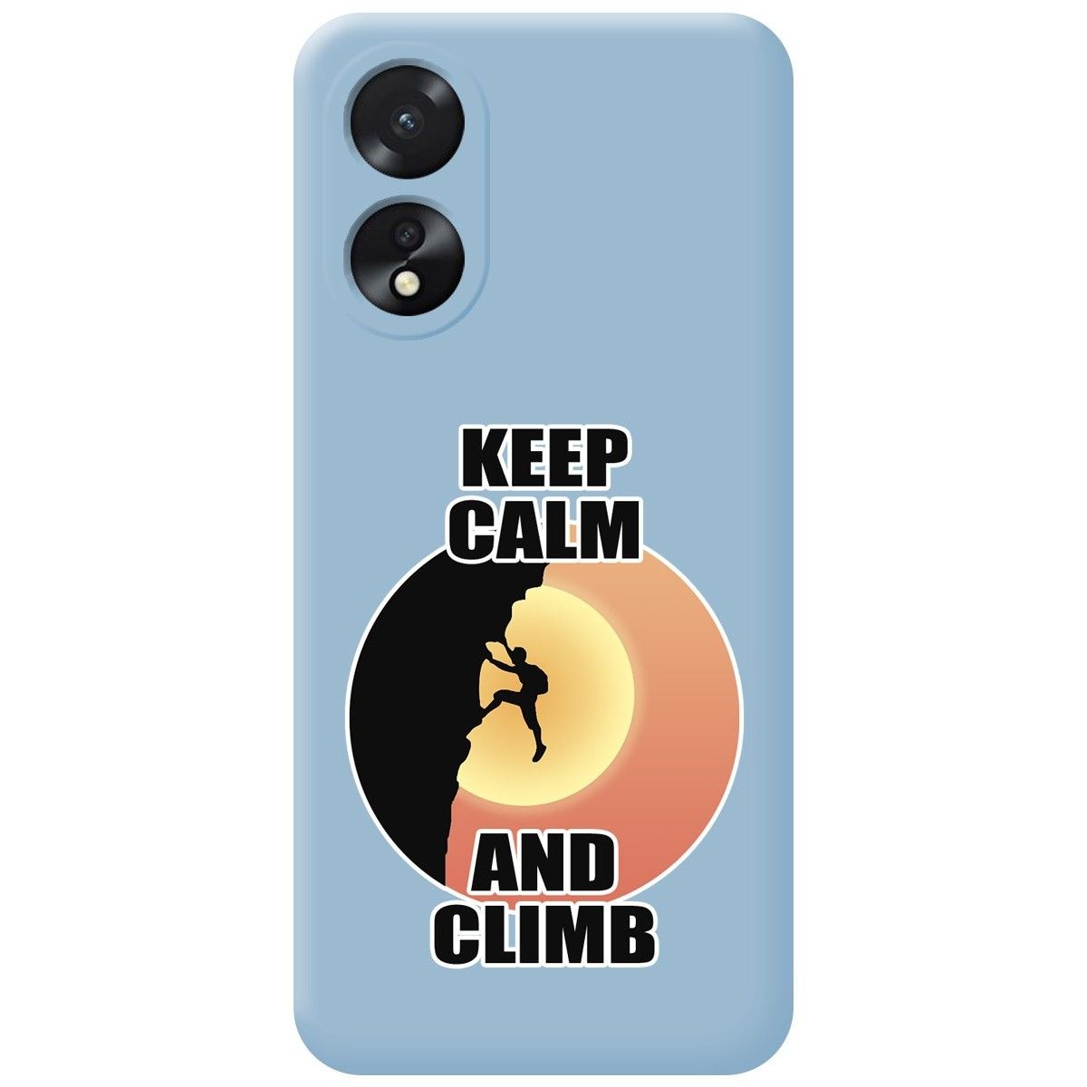 Funda Silicona Líquida Azul para Oppo A18 diseño Hombre Escalada Dibujos