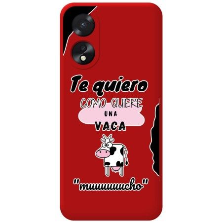 Funda Silicona Líquida Roja para Oppo A18 diseño Vaca Dibujos