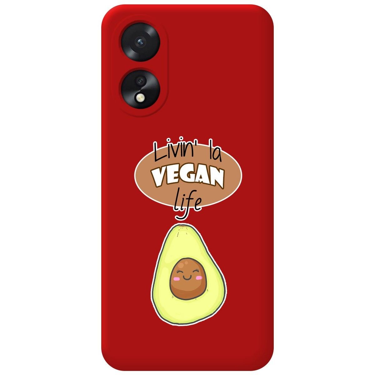 Funda Silicona Líquida Roja para Oppo A18 diseño Vegan Life Dibujos