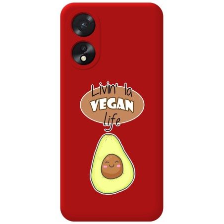 Funda Silicona Líquida Roja para Oppo A18 diseño Vegan Life Dibujos
