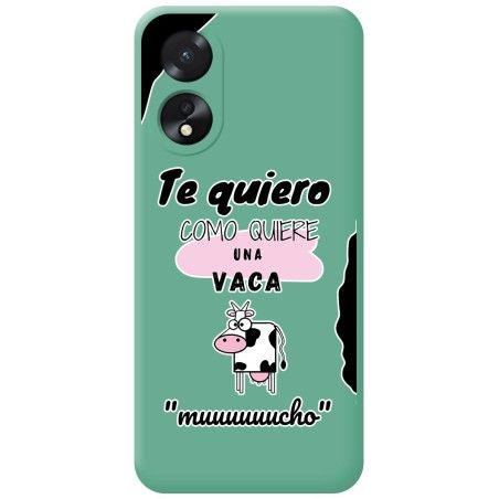Funda Silicona Líquida Verde para Oppo A18 diseño Vaca Dibujos