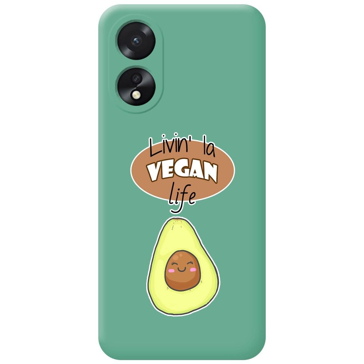 Funda Silicona Líquida Verde para Oppo A18 diseño Vegan Life Dibujos