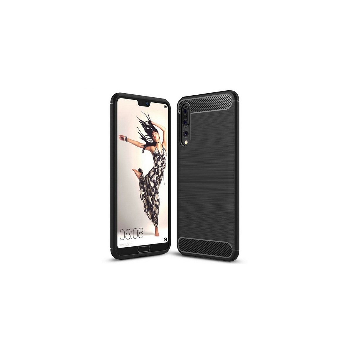 Funda Gel Tpu Tipo Carbon Negra para Huawei P20 Pro