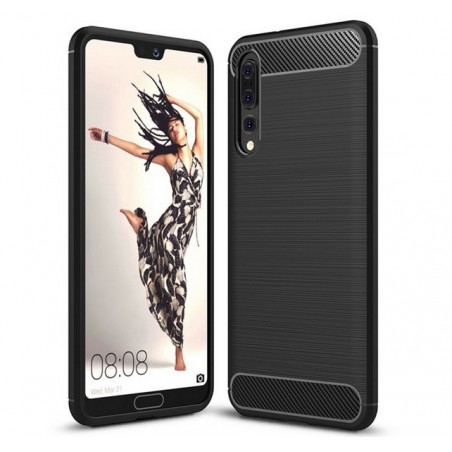 Funda Gel Tpu Tipo Carbon Negra para Huawei P20 Pro