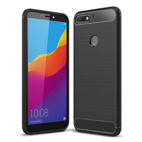 Funda Gel Tpu Tipo Carbon Negra para Huawei Honor 7C / Y7 2018