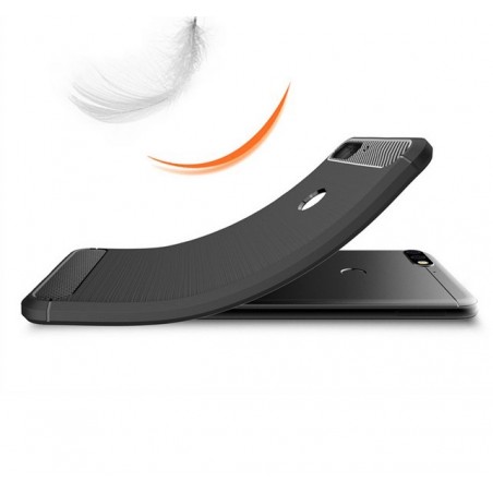 Funda Gel Tpu Tipo Carbon Negra para Huawei Honor 7C / Y7 2018