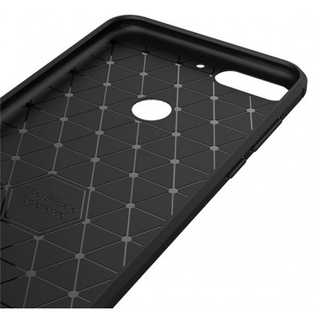 Funda Gel Tpu Tipo Carbon Negra para Huawei Honor 7C / Y7 2018