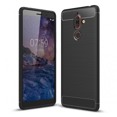 Funda Gel Tpu Tipo Carbon Negra para Nokia 7 Plus