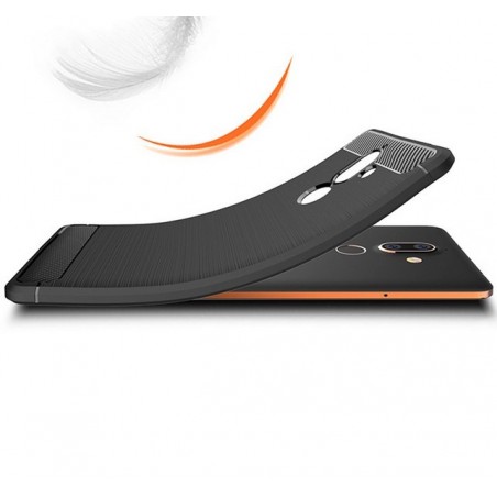 Funda Gel Tpu Tipo Carbon Negra para Nokia 7 Plus