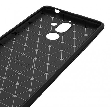 Funda Gel Tpu Tipo Carbon Negra para Nokia 7 Plus