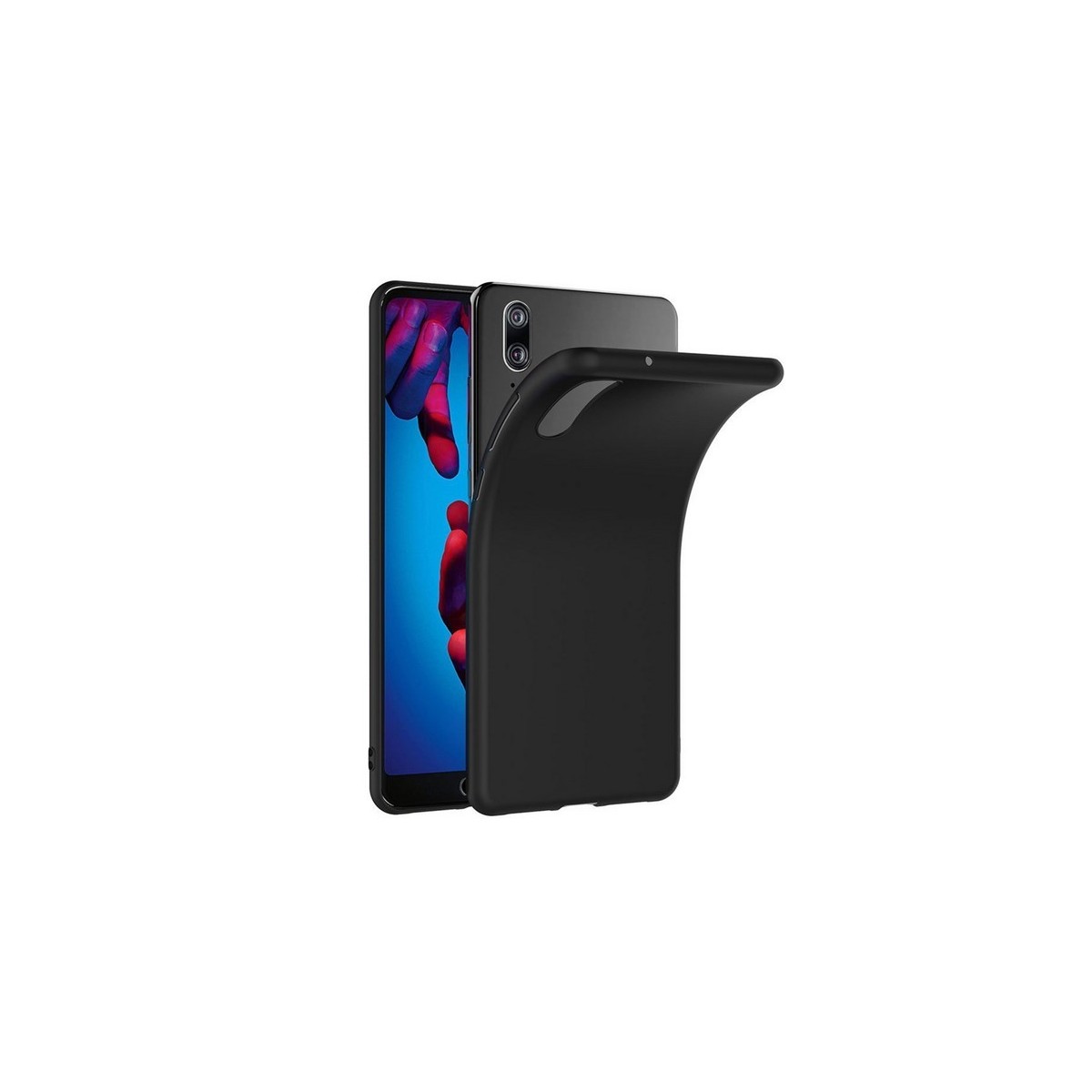 Funda Gel Tpu Tipo Mate Negra para Huawei P20