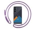 Personaliza tu Funda Colgante Transparente para Samsung Galaxy A35 5G con Cordon Morado Dibujo Personalizada