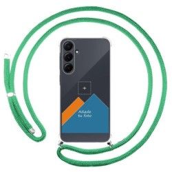 Personaliza tu Funda Colgante Transparente para Samsung Galaxy A35 5G con Cordon Verde Agua Dibujo Personalizada