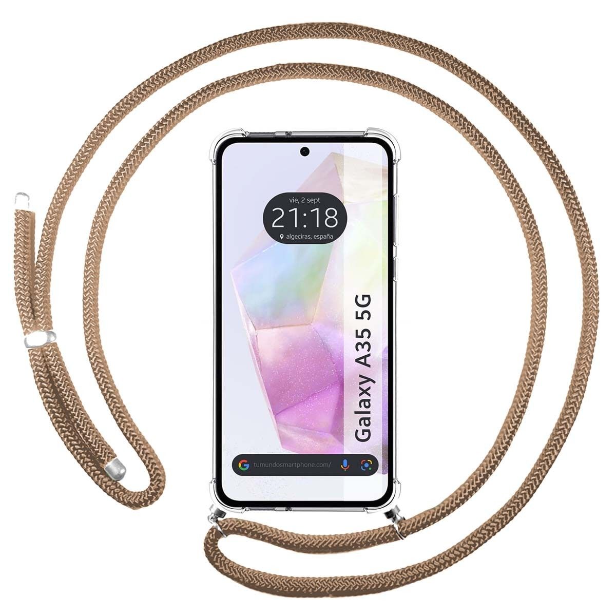 Funda Colgante Transparente para Samsung Galaxy A35 5G con Cordon Camel