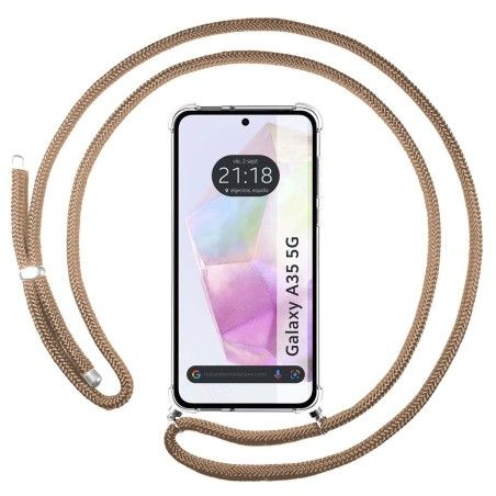 Funda Colgante Transparente para Samsung Galaxy A35 5G con Cordon Camel