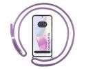 Funda Colgante Transparente para Samsung Galaxy A35 5G con Cordon Morado