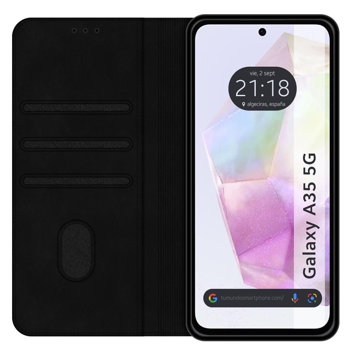 Funda Libro de Polipiel con tarjetero para Samsung Galaxy A35 5G color Negra