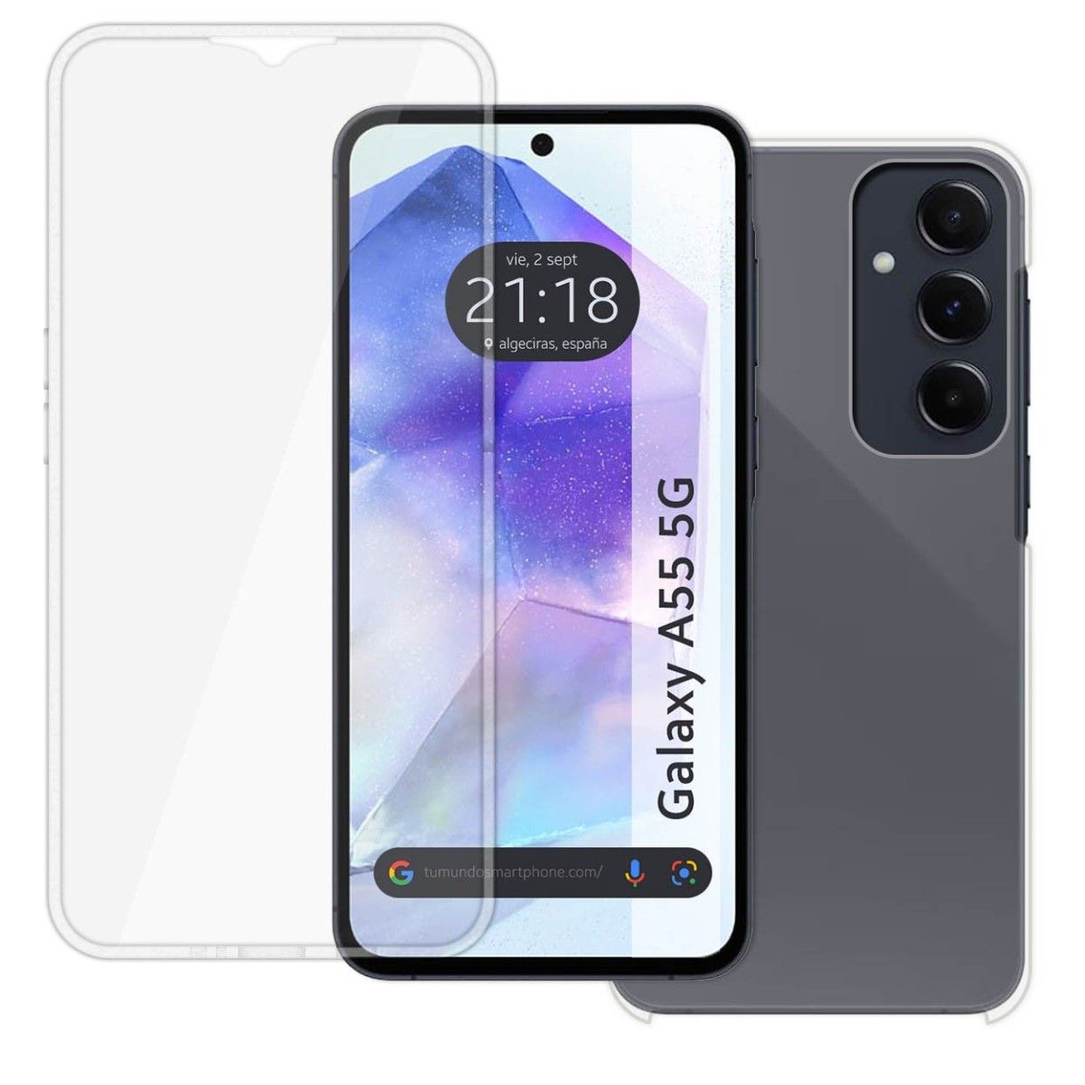 Funda Doble Transparente Pc + Tpu Full Body 360 para Samsung Galaxy A55 5G