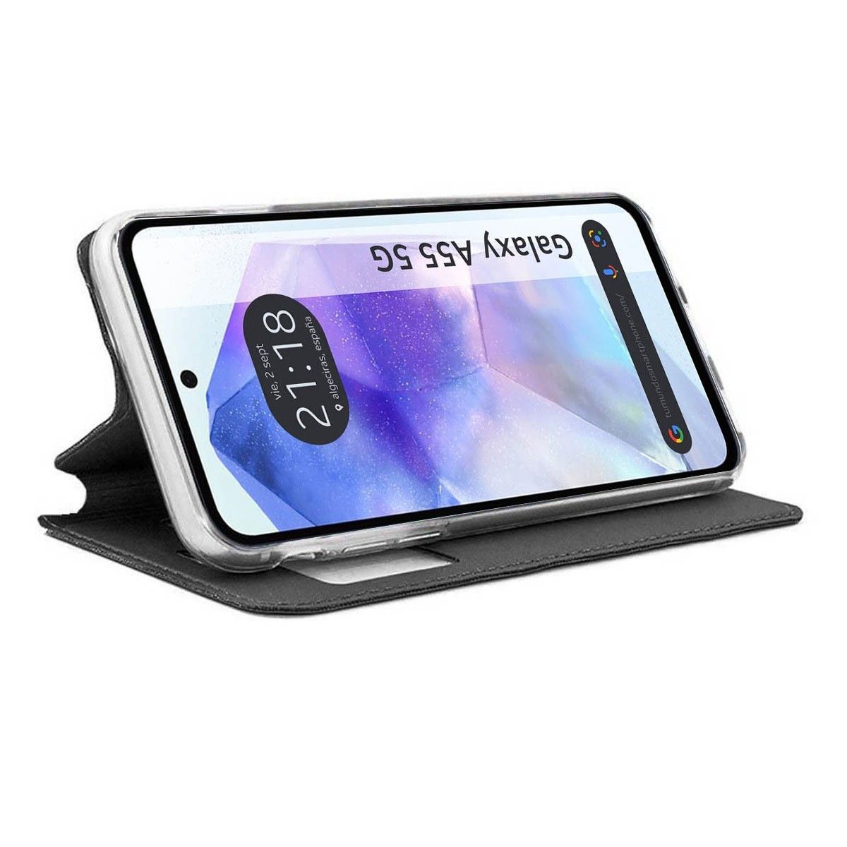 Funda Libro Soporte con Ventana para Samsung Galaxy A55 5G color Negra