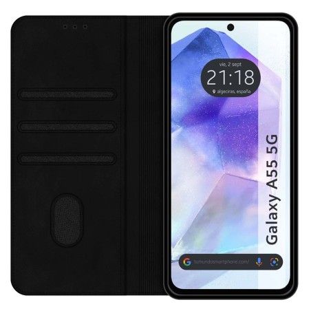 Funda Libro de Polipiel con tarjetero para Samsung Galaxy A55 5G color Negra