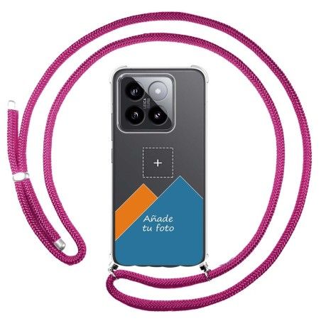 Personaliza tu Funda Colgante Transparente para Xiaomi 14 5G con Cordon Rosa Fucsia Dibujo Personalizada