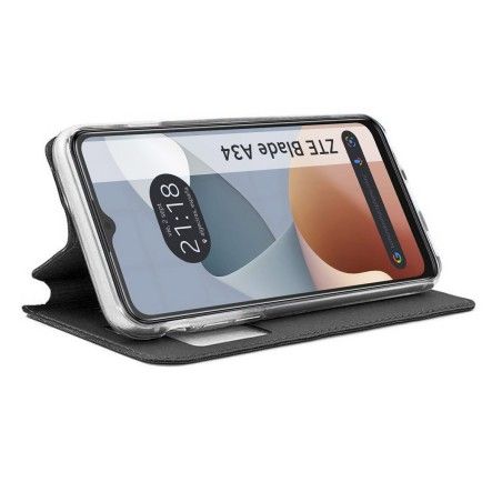 Funda Libro Soporte con Ventana para Zte Blade A34 4G color Negra