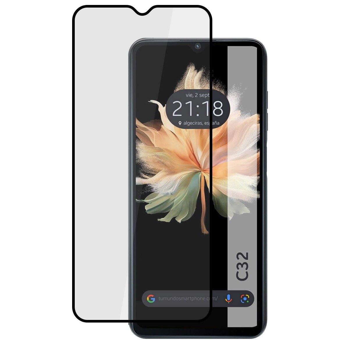 Protector Cristal Templado Completo 5D Full Glue Negro para Oukitel C32 Vidrio